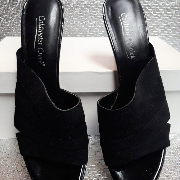 Coldwater Creek Black Fabric & Patent Heel 8.5 - Picture 5 of 8